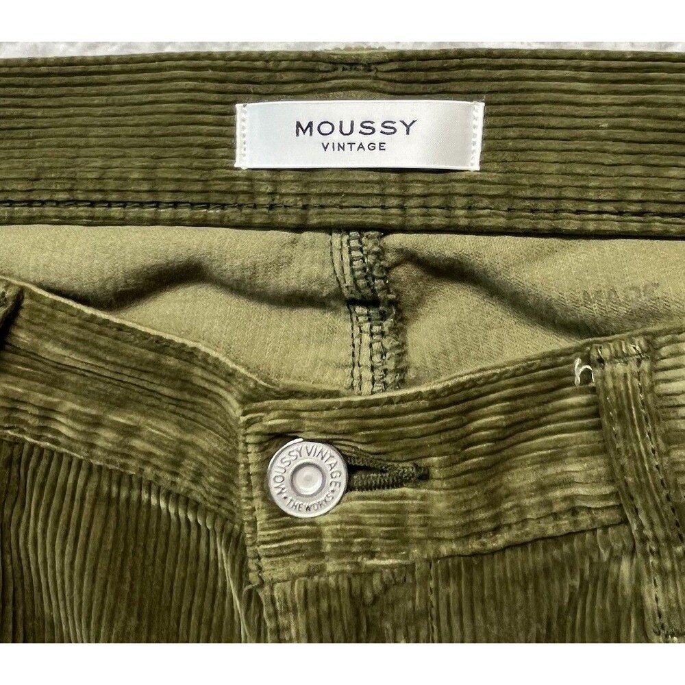 Moussy Vintage Pants Womens 29 Olive Ailey Corduroy Straight Japan Heritage Prep
